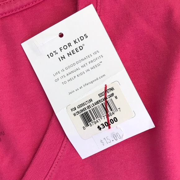 Beautiful "Life Is Good" Camper Pink Long Sleeve Top M - Picture 4 of 9